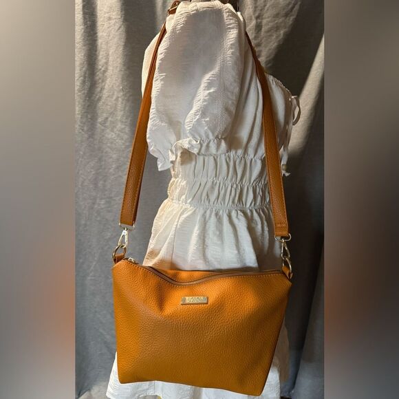 BCBG Paris Autumn “Basketball” Orange Adjustable CrossBody Hobo Bag - Picture 12 of 14